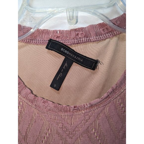 BCBGMAXAZRIA Womens Long Sleeve Midi Lace Maternity Dress Pink Small Boho Prarie - Picture 5 of 6